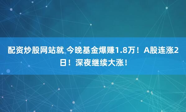配资炒股网站就 今晚基金爆赚1.8万！A股连涨2日！深夜继续大涨！
